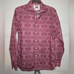 Joseph Abboud Maroon Patterned Button-Down Shirt